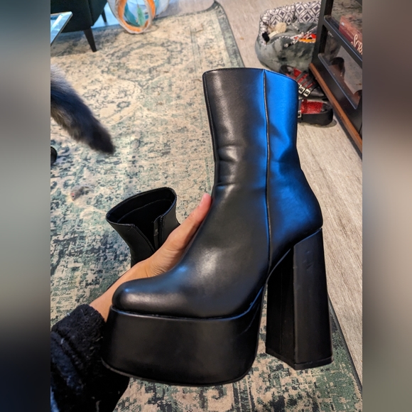 koi footwear Shoes Koi Footwear Platform Boots Black Vegan Leather